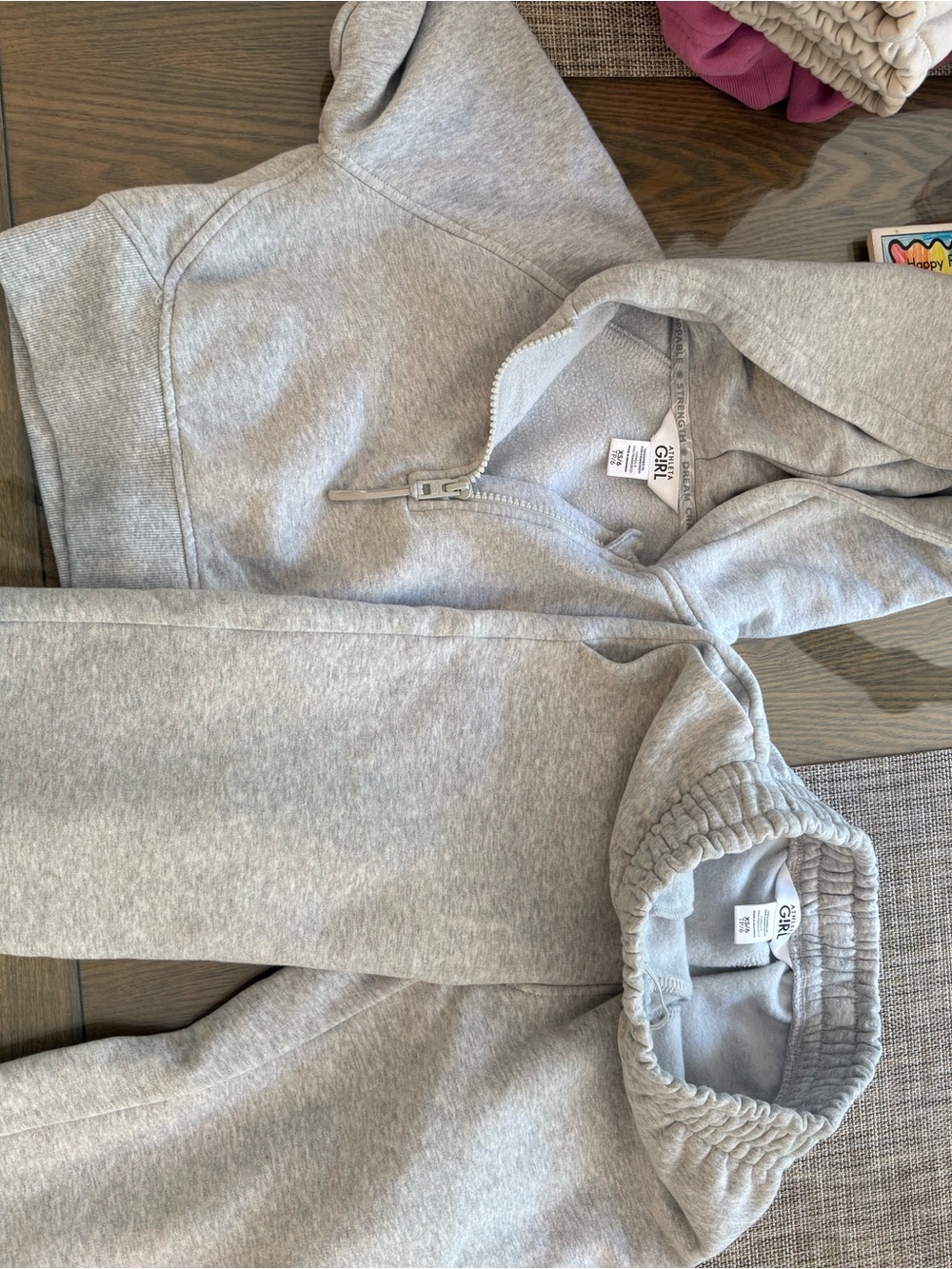 Athleta Light Gray Zip Hoodie Sweater